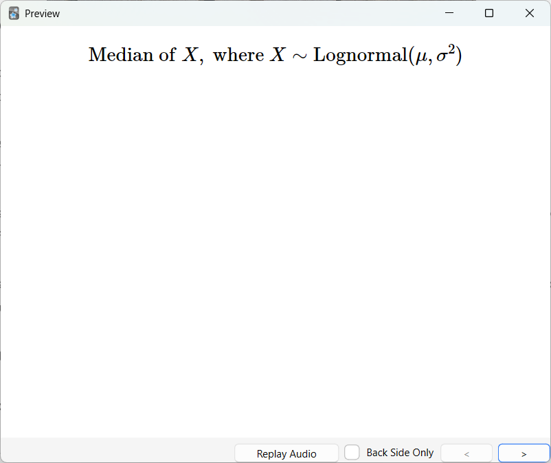Anki card for lognormal median